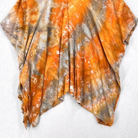 Tie Dye Short Kimono Womens One Size Orange Gray Boho Festival THUNDER TEXTILE - Picture 7 of 10